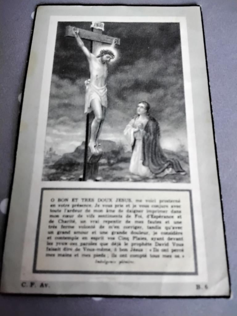 Souvenir de décès Ernestine Schmit épouse C.Delot 1894-1951, Collections, Images pieuses & Faire-part, Enlèvement ou Envoi