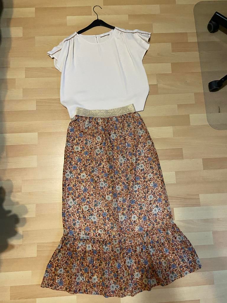 Setje lange rok + blouse, Ophalen of Verzenden, Zo goed als nieuw, Maat 36 (S), Onder de knie
