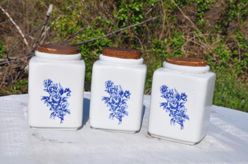 3 pots a condiments en faience bouchon en liège, Antiquités & Art, Enlèvement ou Envoi