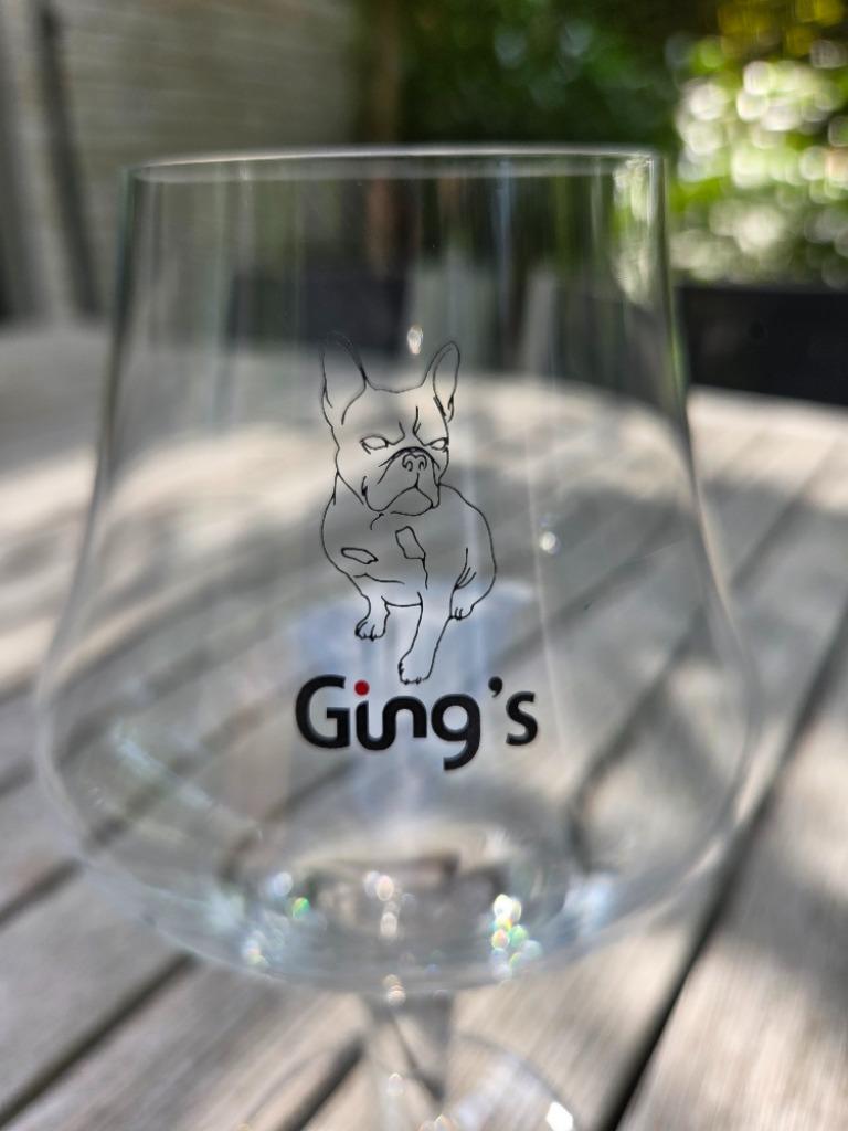 bierglas Ging's met franse bulldog - collector, Ophalen, Nieuw, Glas of Glazen, Overige merken