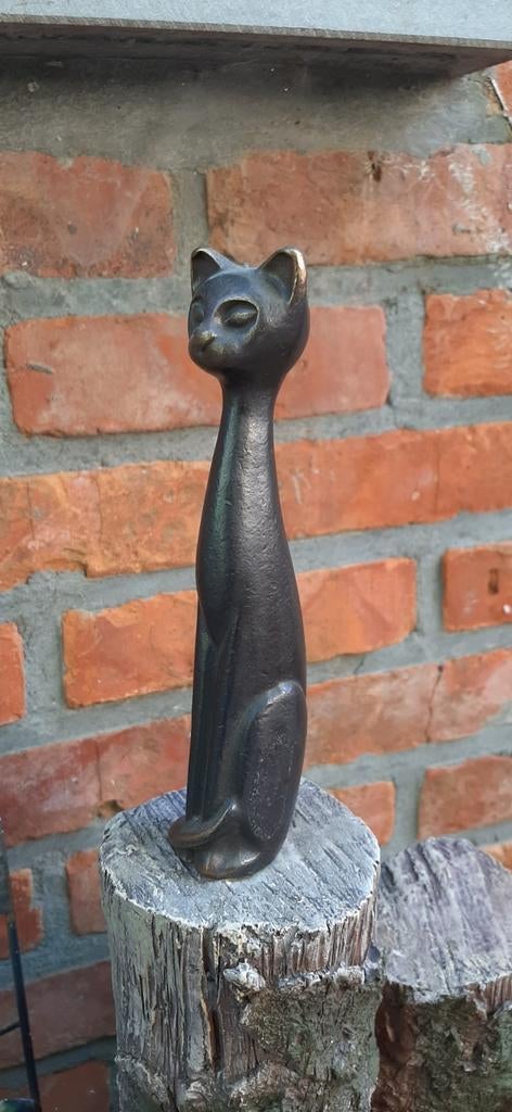 Elegante Bronzen Kat Beeldje, Antiek en Kunst, Ophalen of Verzenden