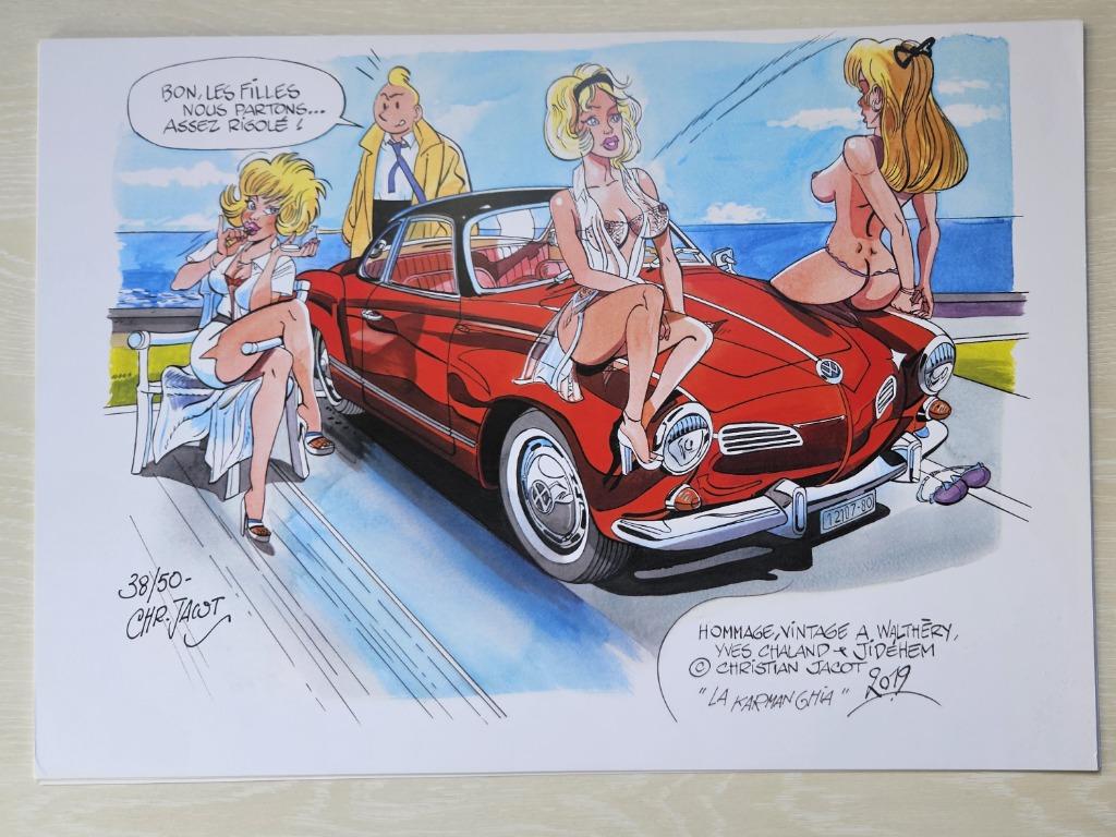 Estampe hommage Chaland-Walthery-Jedéhem  42x30 Neuf, Une BD, Envoi, Comme neuf, Jacot(Walthéry -Chaland )
