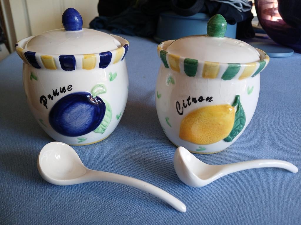 2 pots + cuillère en céramique française SILEA, Maison & Meubles, Cuisine | Vaisselle, Neuf, Autres styles, Céramique, Envoi