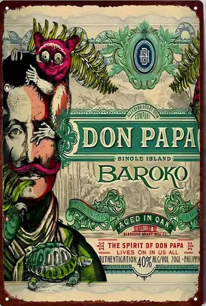 Metalen reclamebord Don Papa Baroko - retro vintage mancave, Ophalen of Verzenden, Nieuw, Reclamebord
