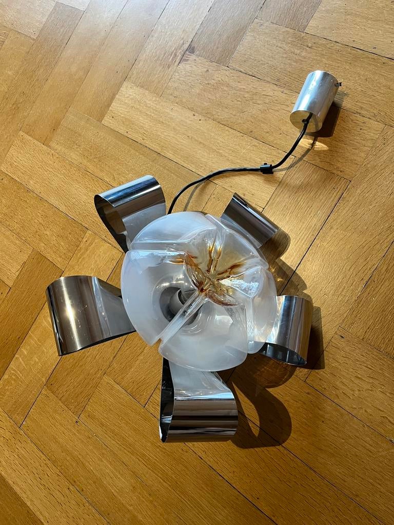 Vintage glass lamp flower, Ophalen, Zo goed als nieuw