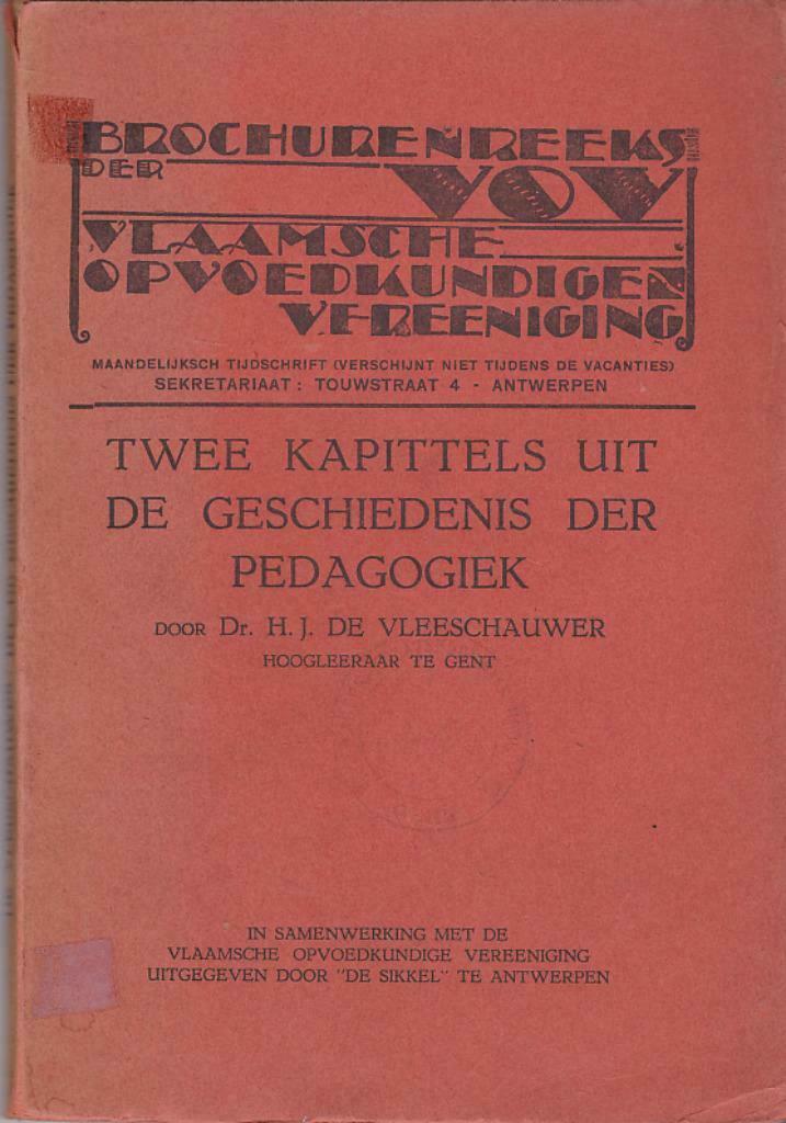 HJ De Vleeschauwer, Twee kapittels uit de Geschiedenis der p, Ophalen of Verzenden, Alpha, Gelezen, Hoger Onderwijs