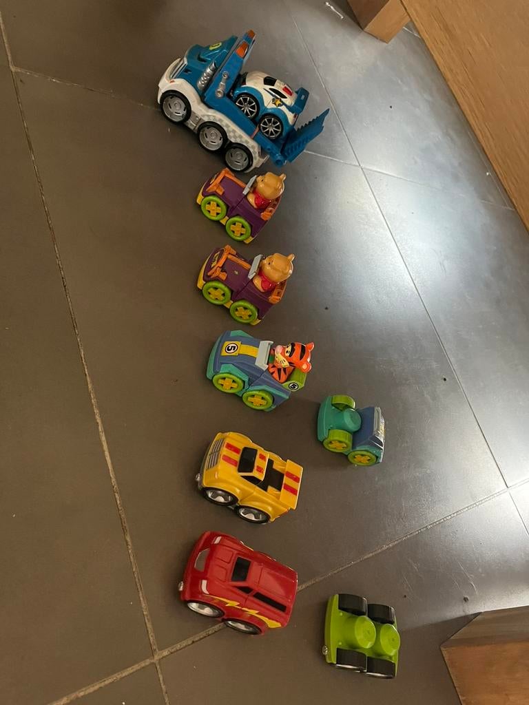 Ensemble de méga-blocs avec camions, voitures et trains, Enlèvement ou Envoi, Utilisé