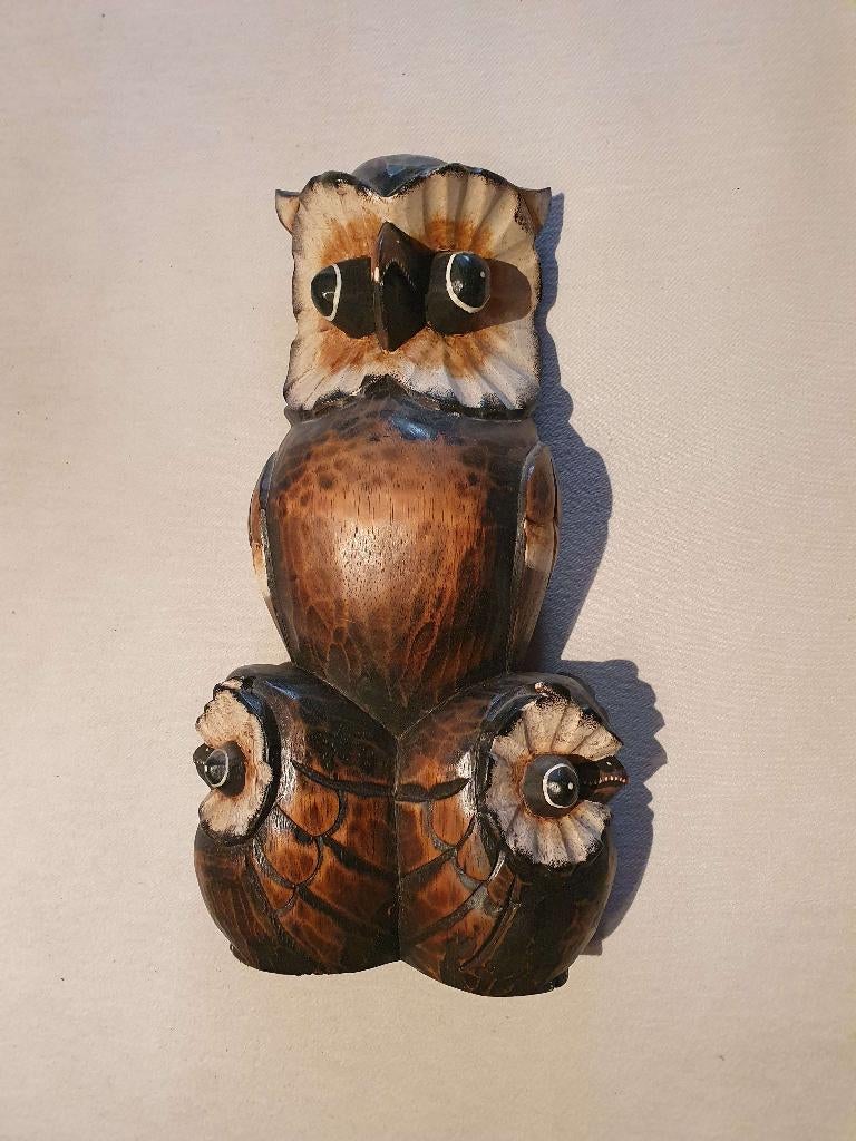 Hibou chouette statue sculptée en bois, Enlèvement