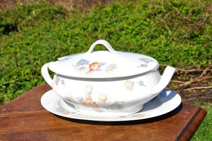plat avec soupière ovale porcelaine