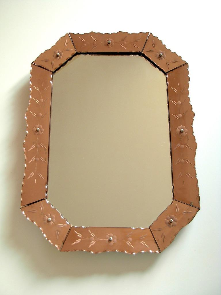 Antieke Venetiaanse spiegel, Antiek en Kunst, Antiek | Spiegels, Ophalen, Rechthoekig, 50 tot 100 cm, Minder dan 100 cm