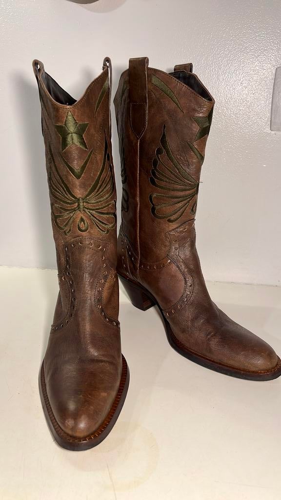 Cowboylaarzen maat 39, Hoge laarzen, Bruin, Ophalen of Verzenden, Zo goed als nieuw