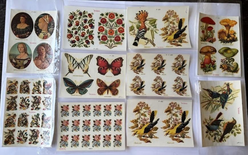Set van 10 vintage stickervellen, Hobby en Vrije tijd, Ophalen of Verzenden, Nieuw, Meerdere plaatjes