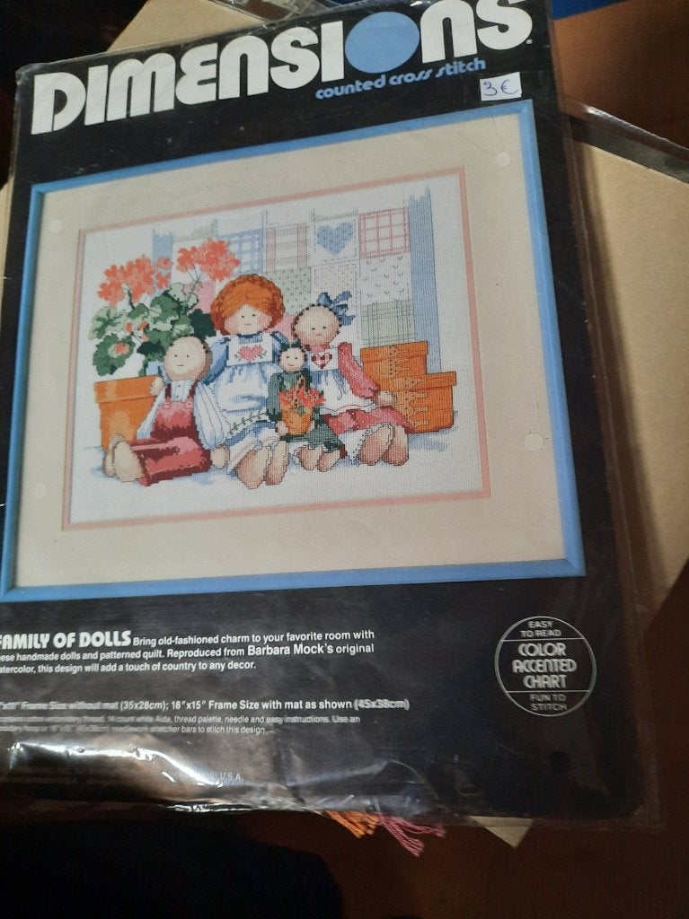 Dimensions Orig. Motif - Famille de poupées + fils résiduels, Enlèvement ou Envoi, Utilisé, Broderies à la main, Patron
