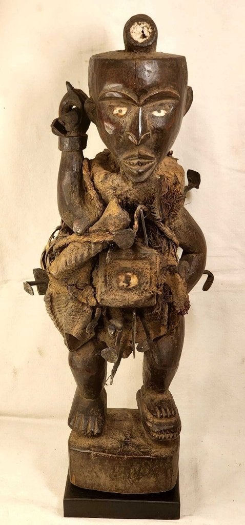 NKISI NKONDI BAKONGO - Bakongo - DR Congo, Antiek en Kunst, Kunst | Niet-Westerse kunst, Beeld, Afrika, Hout, Geschilderd, Ophalen of Verzenden