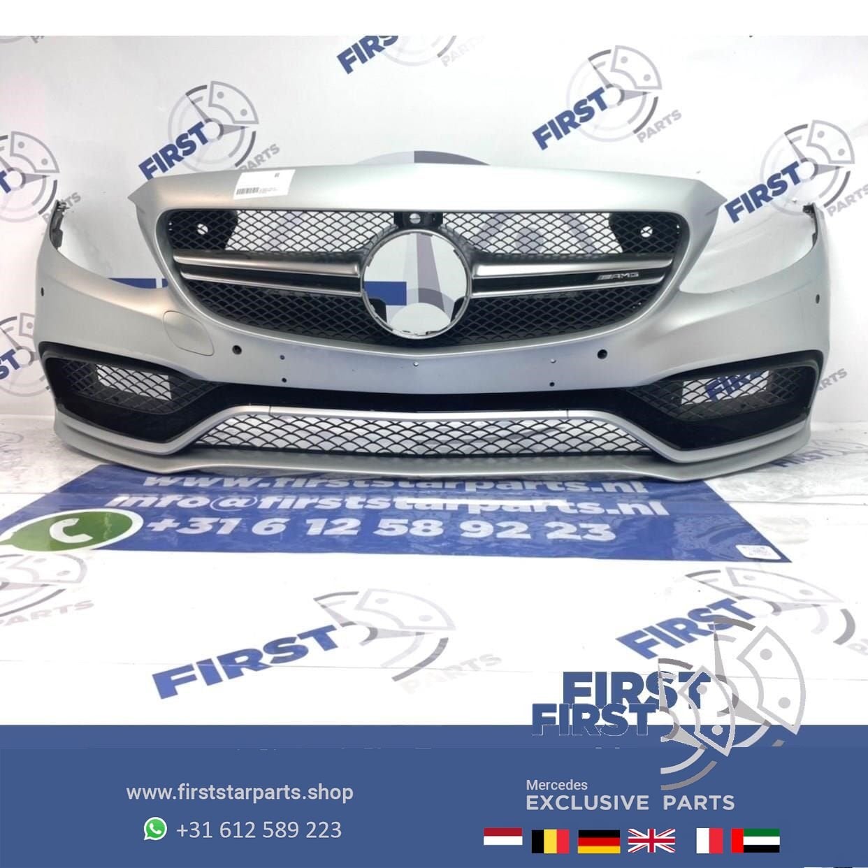 W205 S205 C63 C63S AMG VOORBUMPER ZILVERGRIJS Mercedes C Kla, Gebruikt, -, Voor, Ophalen of Verzenden