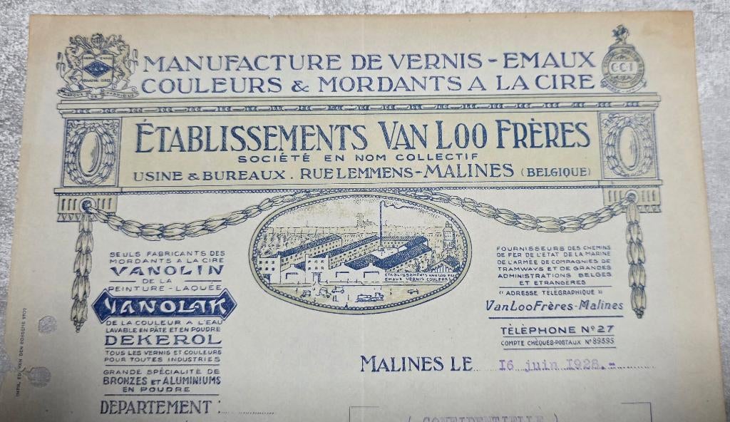 Van Loo+1928+Mechelen+Van Loo Brothers+Lithografie, Ophalen of Verzenden, Zo goed als nieuw, Overige typen