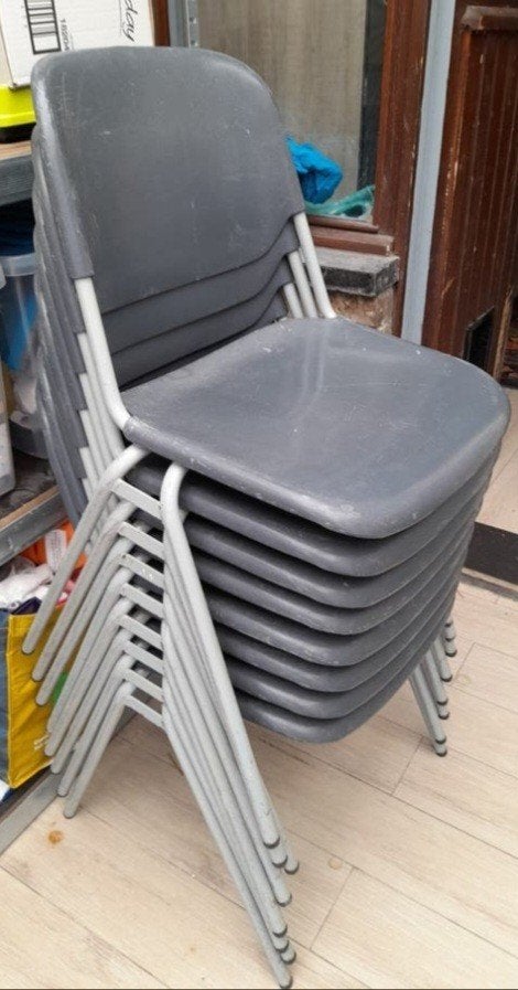 Party stoelen 8x, Ophalen, Gebruikt, Metaal, Stapelbaar