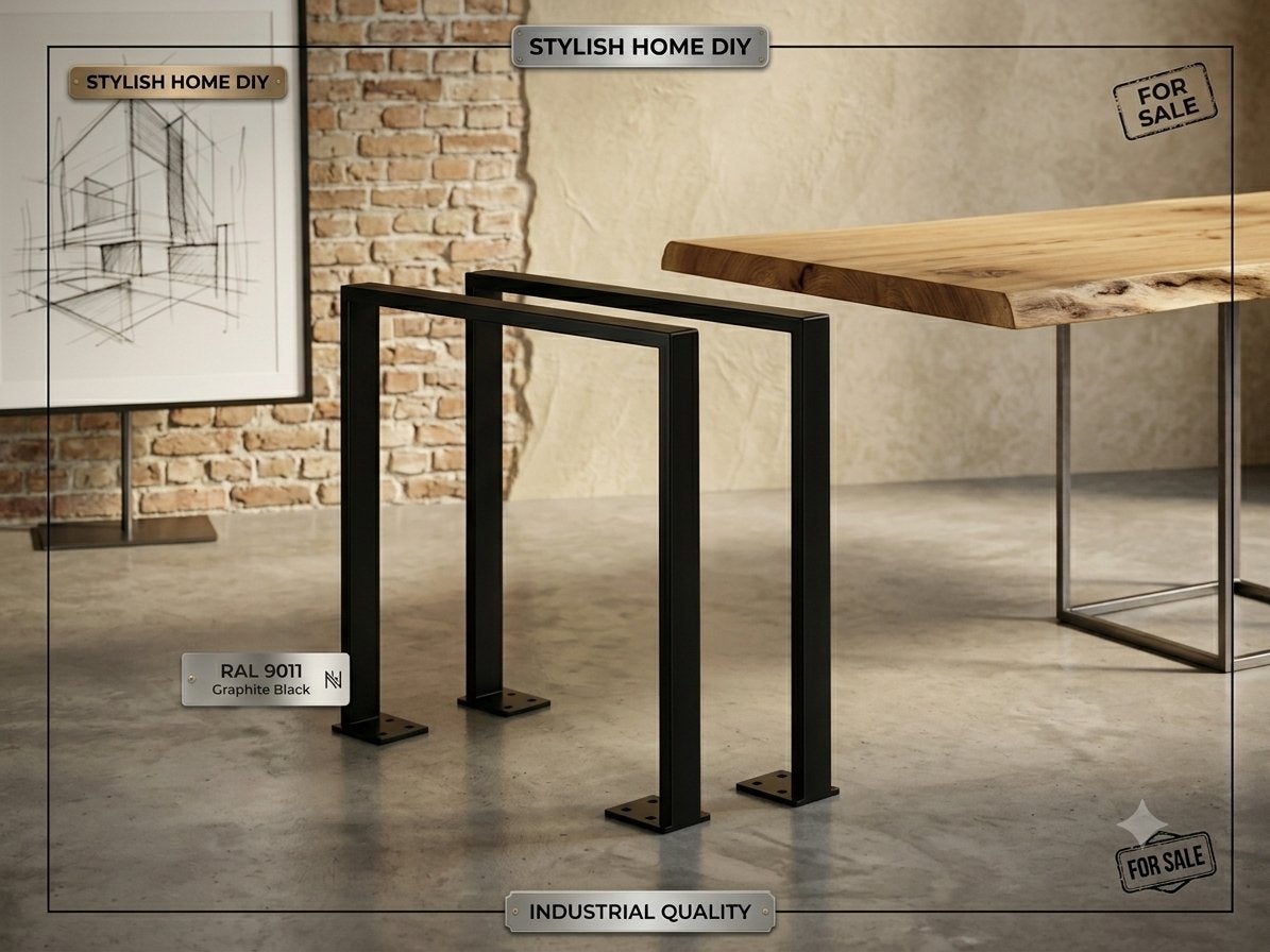 Pieds de table industriels, noir graphite, comme neufs !, Maison & Meubles, Pièces pour table, Enlèvement, Comme neuf, Métal, Dessus de la table