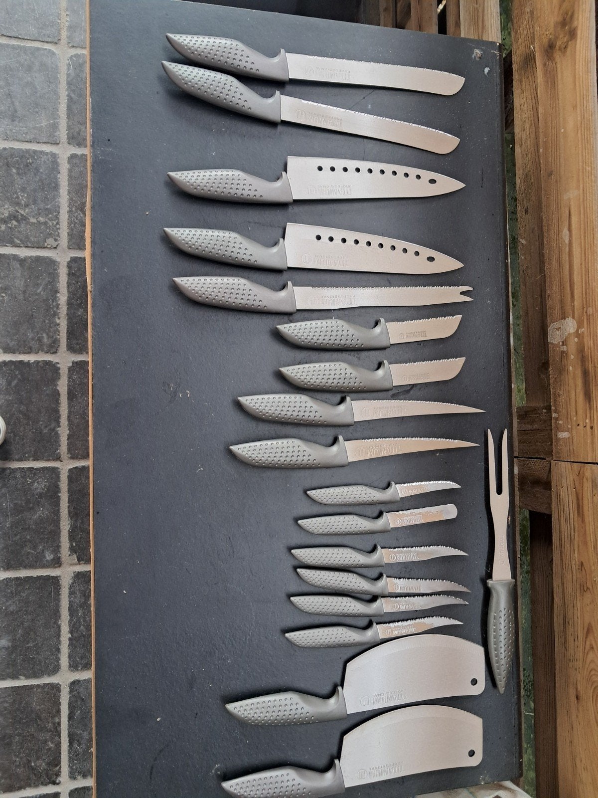 Titanium messenset, Huis en Inrichting, Keuken | Bestek, Ophalen, Overige materialen, Gebruikt, Bestekset
