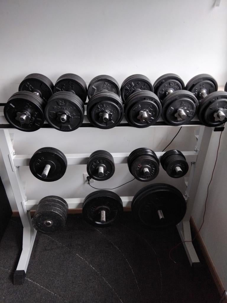 Dumbellrek met Dumbells van 12kg tot en met 18k plus, Ophalen