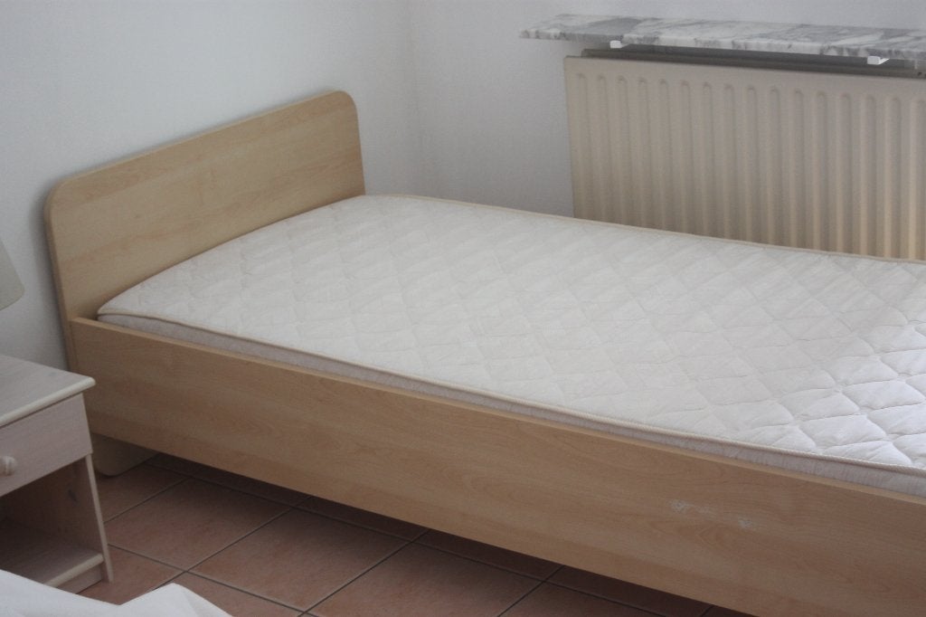 Een persoon bed, Ophalen, 90 cm, Eenpersoons, Beige