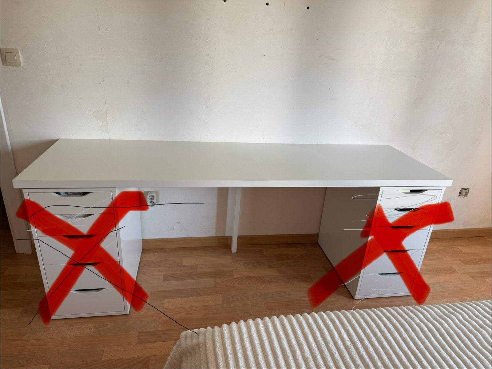 Bureau blad linnmon met centrale poot godvin, Enlèvement, Utilisé, IKEA