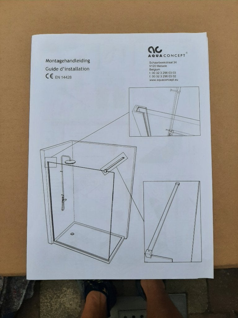Nieuwe douchewand H200 B180 D8mm, Ophalen, Nieuw, Glas