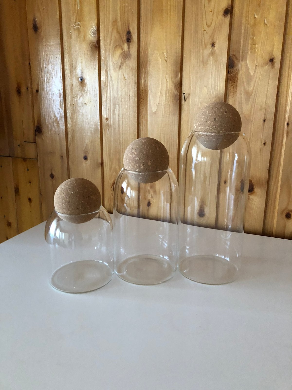 Opberg potten glas set van 3 NIEUW, Ophalen of Verzenden, Zo goed als nieuw, Glas