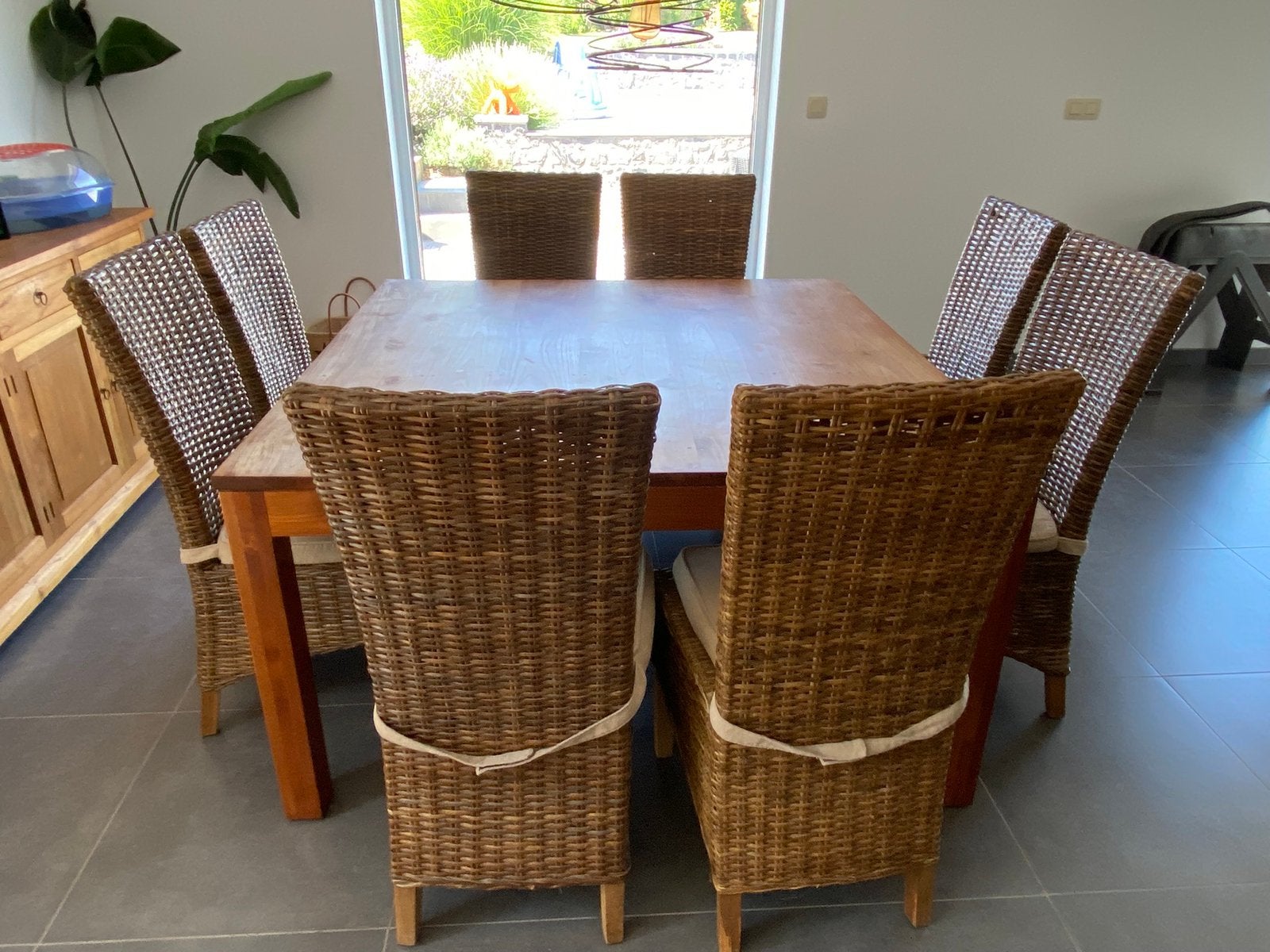Teakhouten tafel, Ophalen, Gebruikt, 8 stoelen of meer