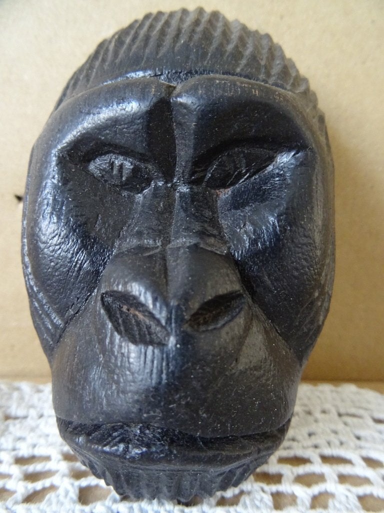 Afrikaans inheems houten miniatuur masker gorilla Mali 10cm, Ophalen of Verzenden