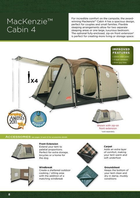 Coleman Mackenzie Cabin 4 –  Uitstekende staat, Caravans en Kamperen, Ophalen