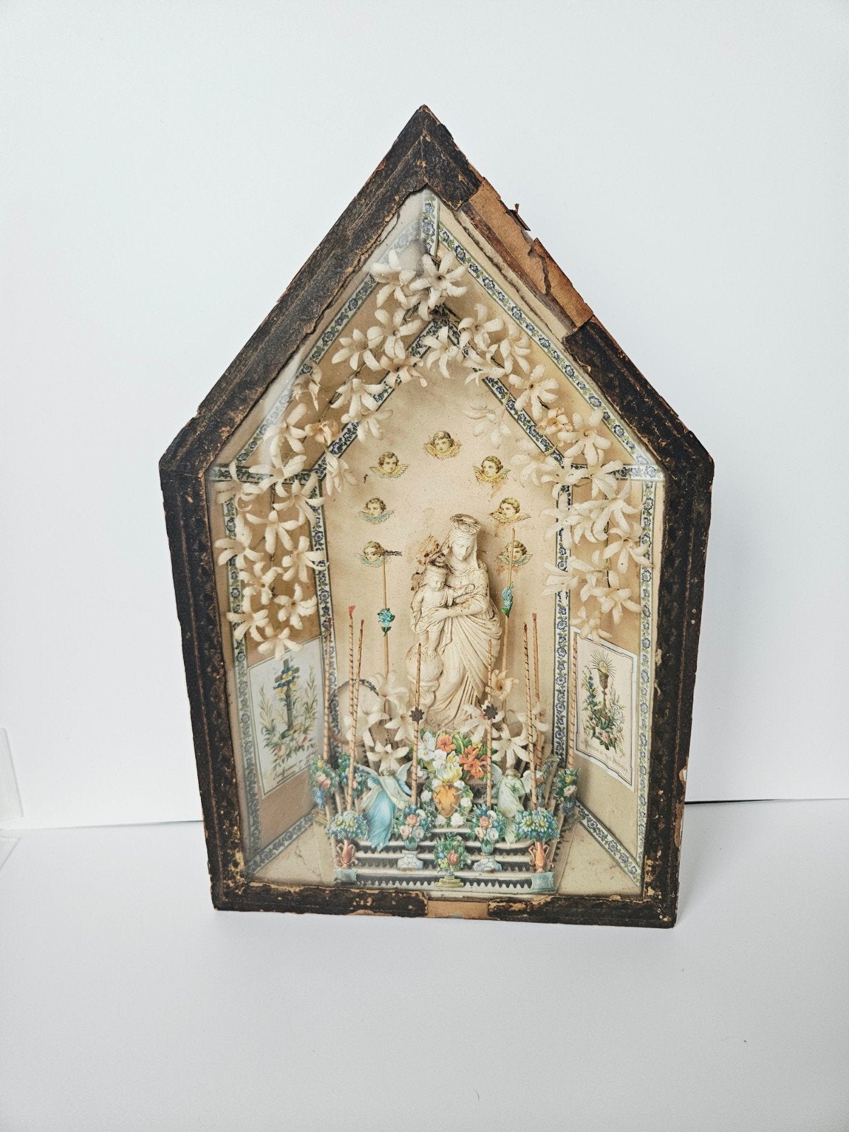Ancien diorama religieux cadre chapelle Vierge à l'Enfant XI, Antiquités & Art, Antiquités | Objets religieux, Enlèvement