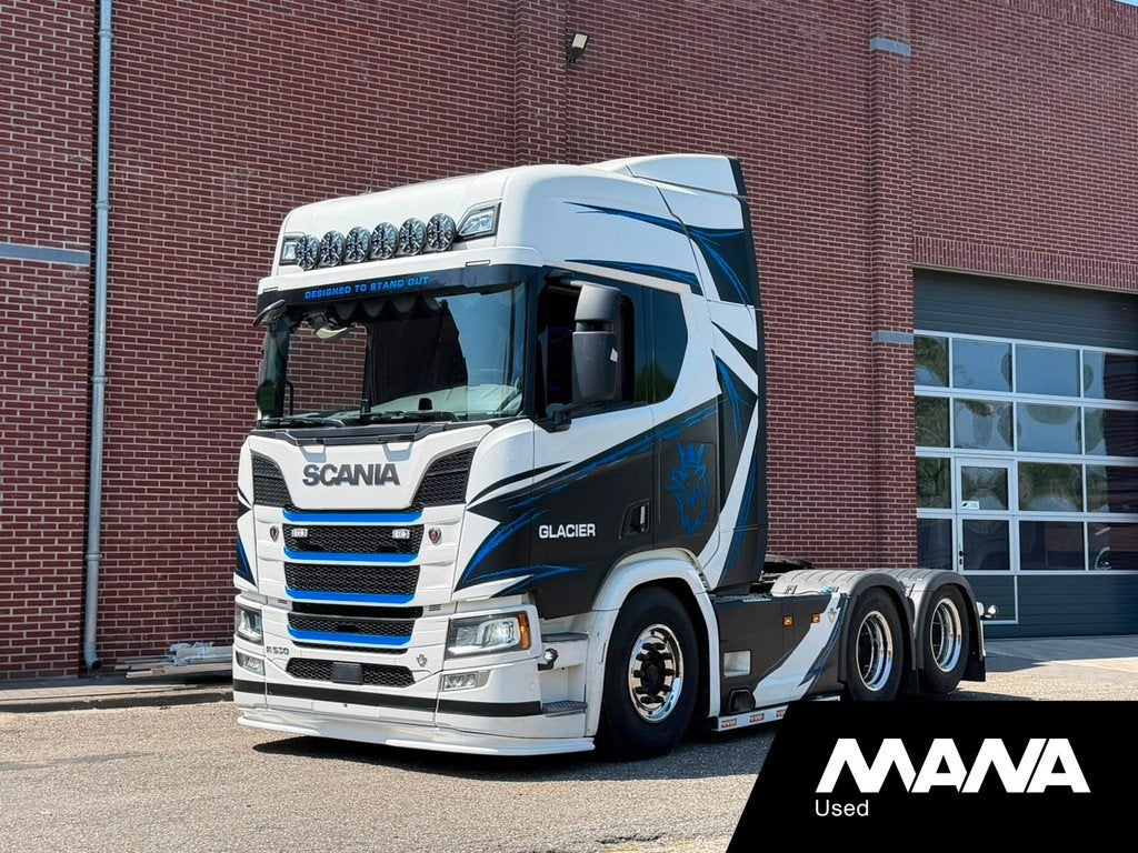 Scania R530 V8 6x2 LL Glacier SHOWTRUCK // BUFFL opbouw - Ra, Auto's, Vrachtwagens, Scania, Wit, Leder, Diesel