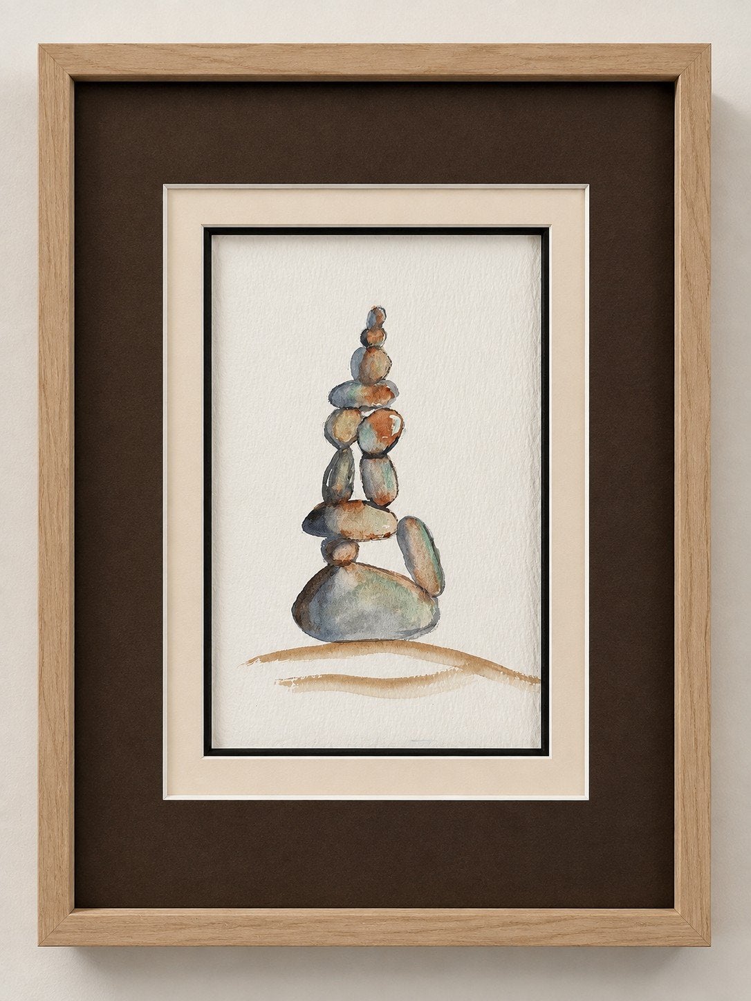 Aquarelle schilderij 12,5/18 cm. Origineel kunstwerk. Stenen, Ophalen, Handgeschilderd
