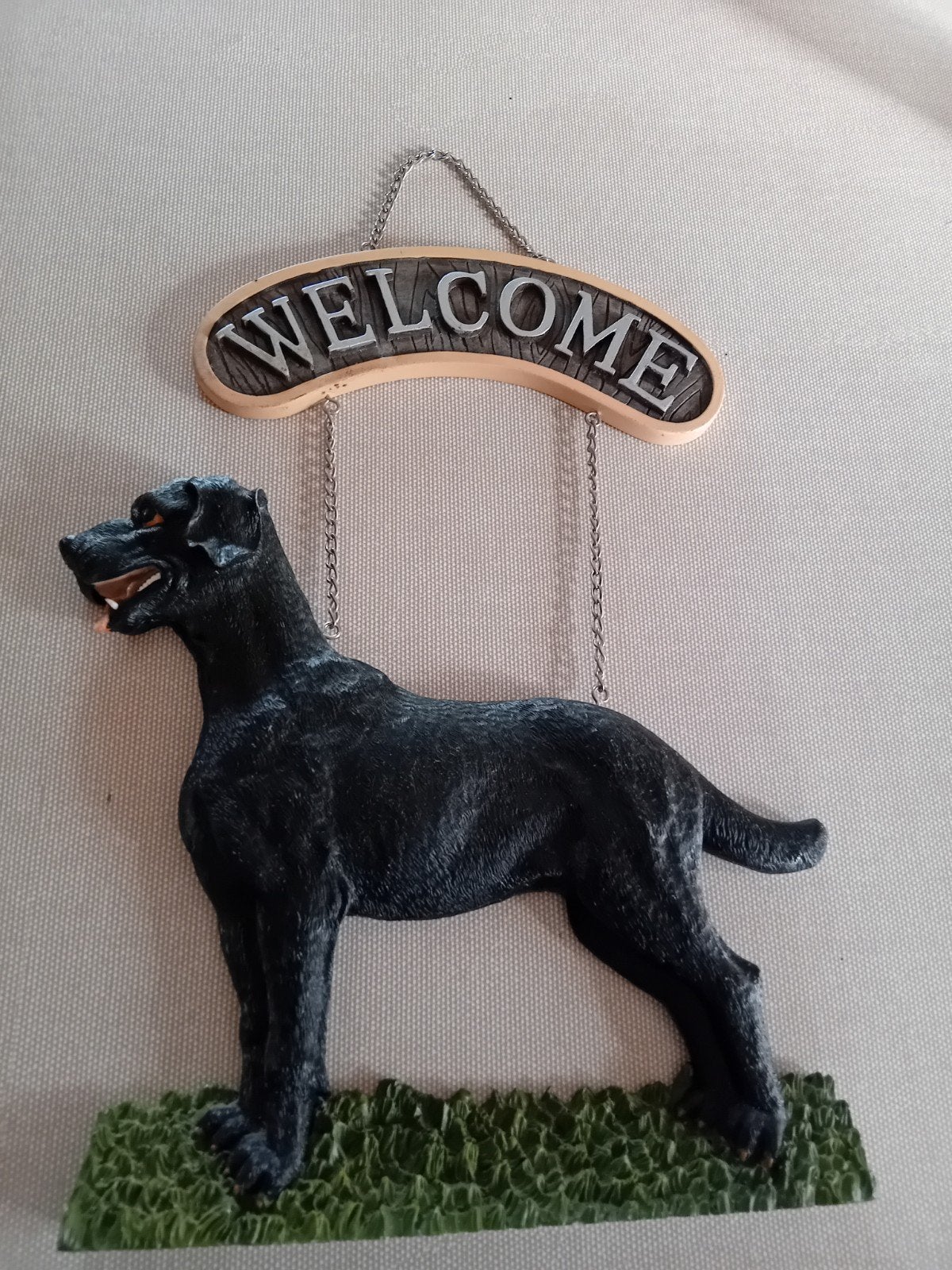 Bibelot décoratif chien welcome en résine, Enlèvement