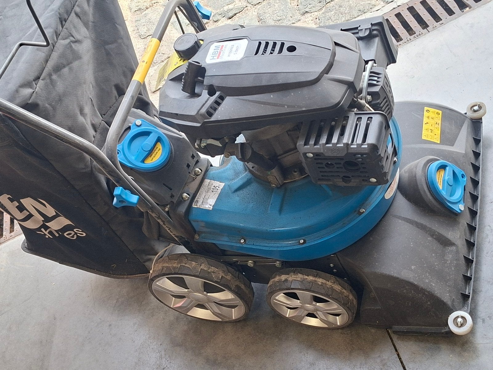hbm bladzuiger/veegmachine, Jardin & Terrasse, Enlèvement, Utilisé, Hbm, Sac de ramassage