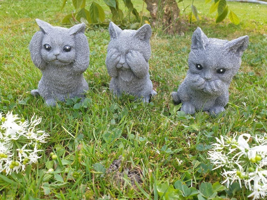 poesjes tuinbeeld , horen zien en zwijgen, Ophalen of Verzenden, Nieuw, Steen