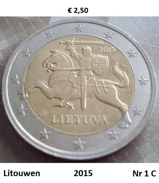 2 euromunten Litouwen, Ophalen of Verzenden, 2 euro, Losse munt