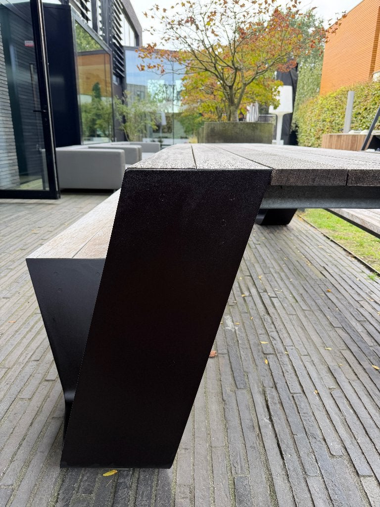 Extremis Hopper 300cm tuintafel picknicktafel IROKO hardhout, Ophalen, Gebruikt, Rechthoekig, Aluminium