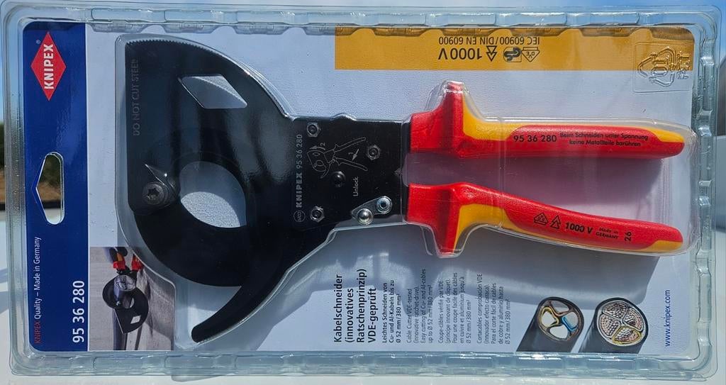 Knipex 9536280 VDE kabelschaar met ratel ø 52 mm, Ophalen of Verzenden, Nieuw