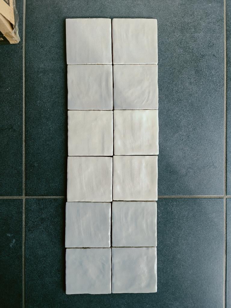 "Zellige" wit-grijs-parelmoer keramische tegels - 4,5m², Ophalen, Nieuw, Minder dan 20 cm, Minder dan 20 cm