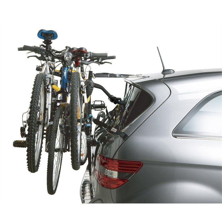 NORAUTO fietshouder met achterklep met riem, Auto diversen, Fietsendragers, 3 fietsen of meer, Brede banden, Zo goed als nieuw
