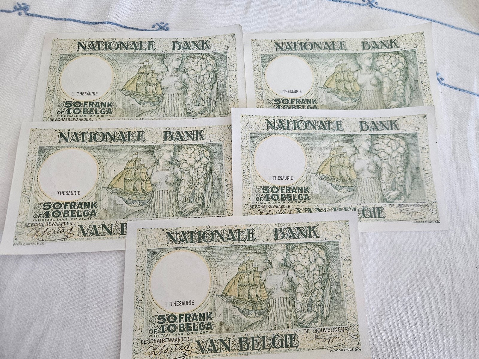 Bankbiljetten 50fr 10 belga 1943 unc, Postzegels en Munten, Bankbiljetten | België, Verzenden