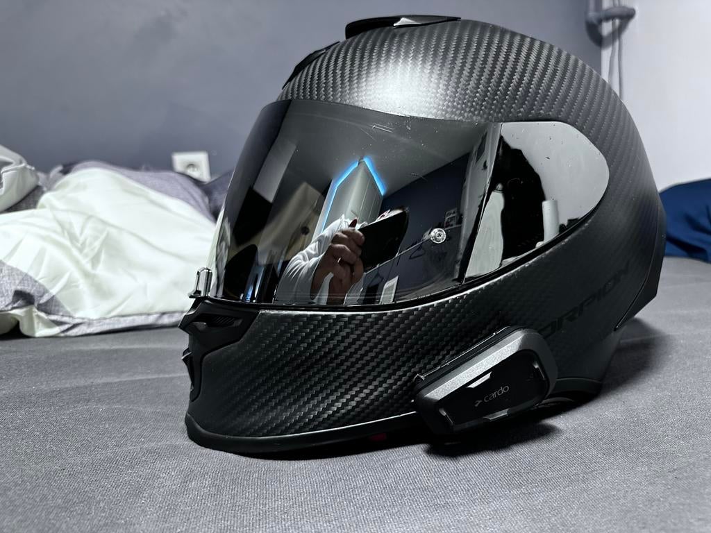 Casque scorpion exo R1 air carbon avec cardo visière iridium, Heren, Integraalhelm, S, Tweedehands