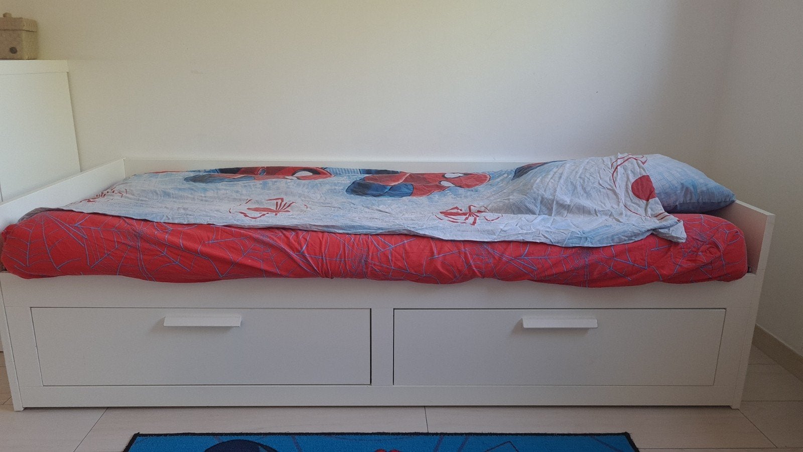 Wit eenpersoonsbed met 2 grote opberglades, Maison & Meubles, Chambre à coucher | Lits, Blanc, Enlèvement