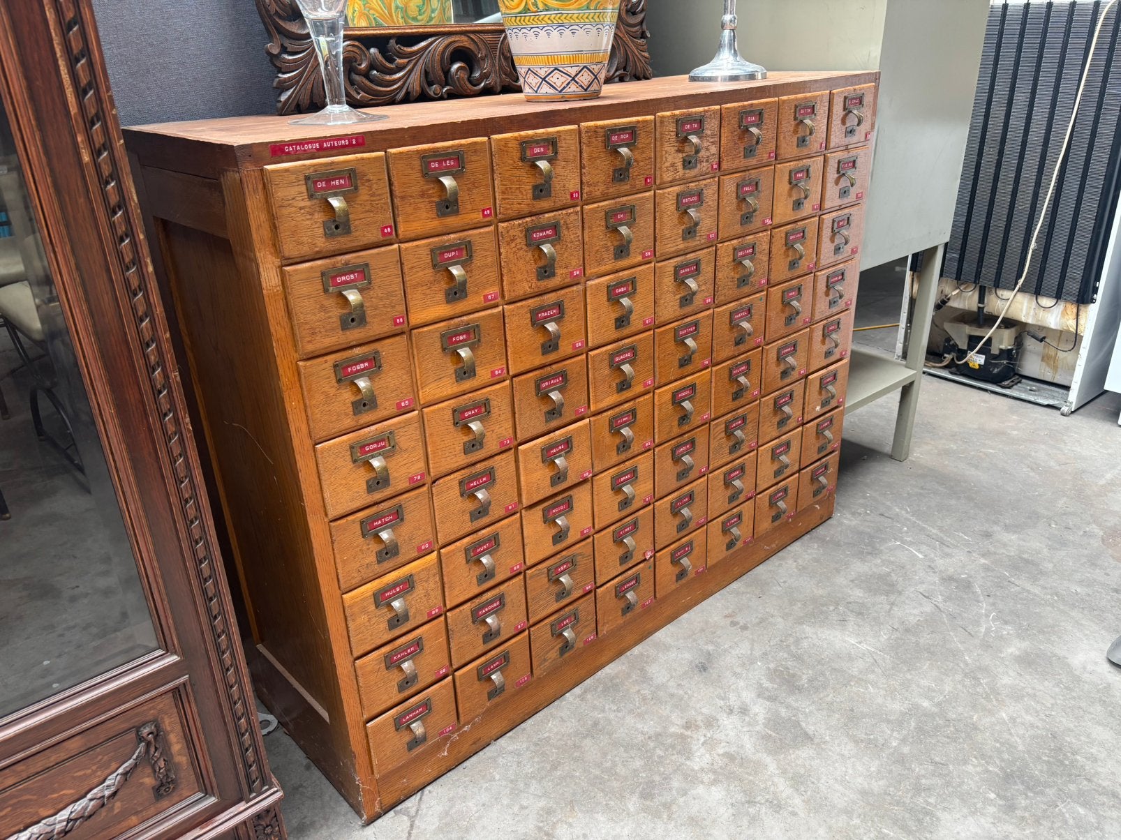 Industriële Eikenhoute Apotheker of Archiefkast VINTAGE !!, Antiek en Kunst, Ophalen
