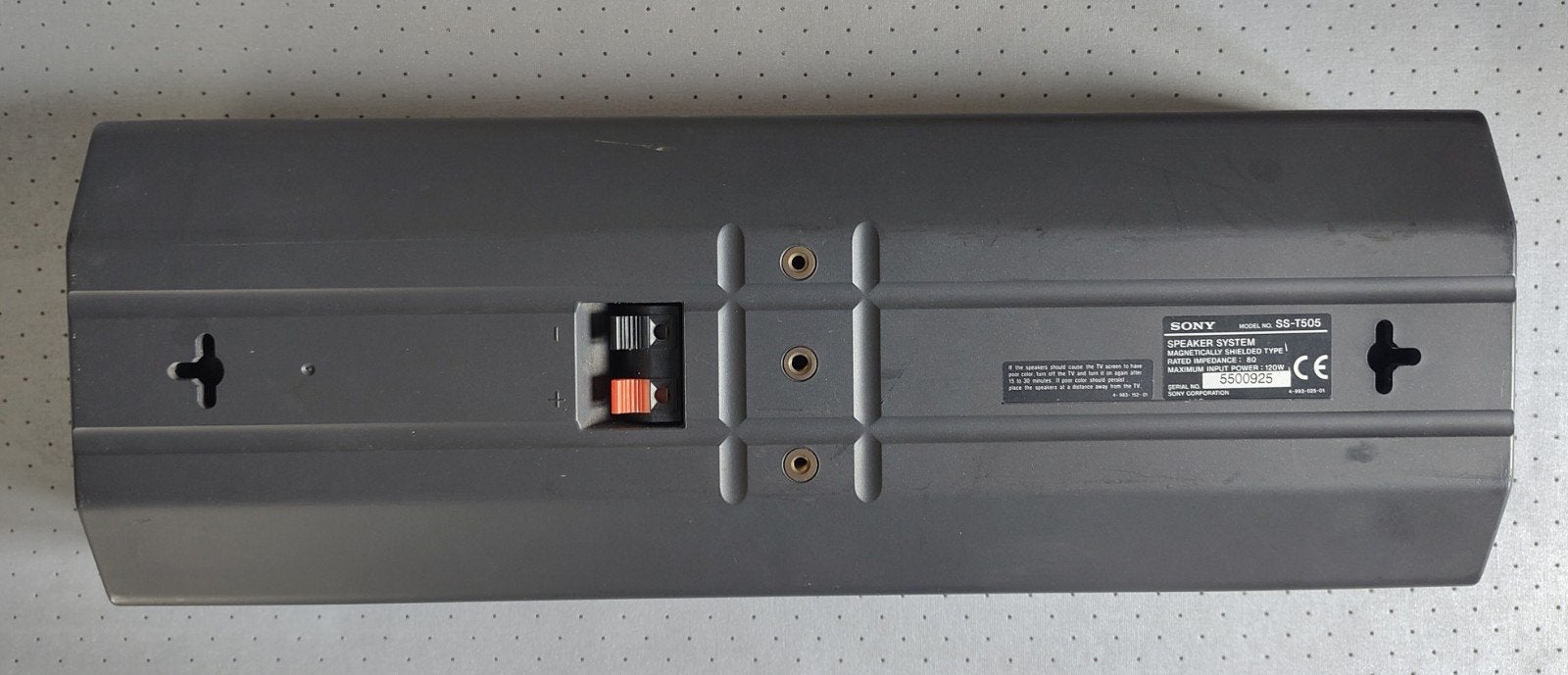 Haut-parleur Sony SS-T505, Haut-parleur central, Compatible son surround/home cinéma, Enlèvement ou Envoi, 60 à 120 watts