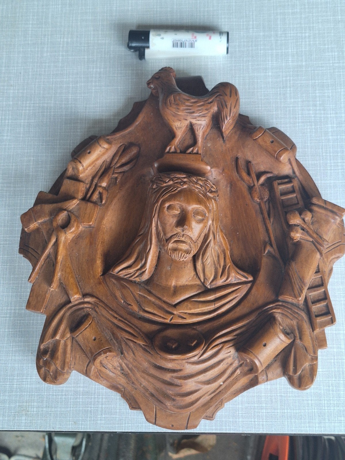 ancien christ en bois sculpté. arma christi.art populaire, Antiquités & Art, Enlèvement ou Envoi