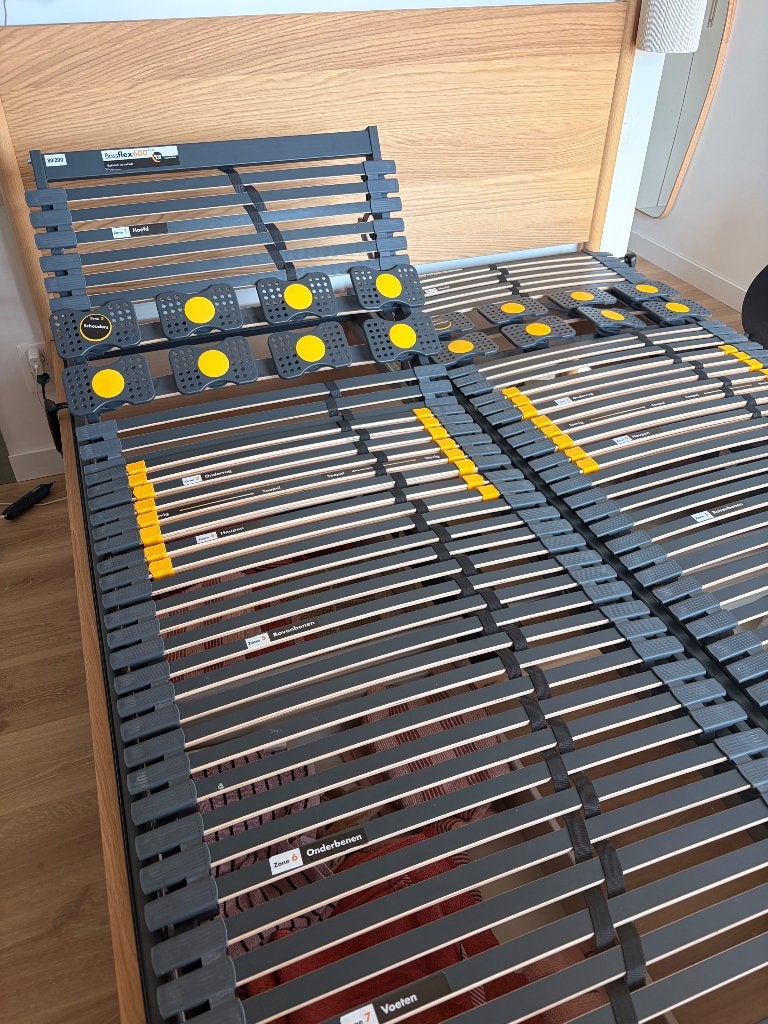 Electrische lattenbodems 2 stuks 80x200 cm  + Emma matrassen, Ophalen, Tweepersoons, Zo goed als nieuw, 80 cm