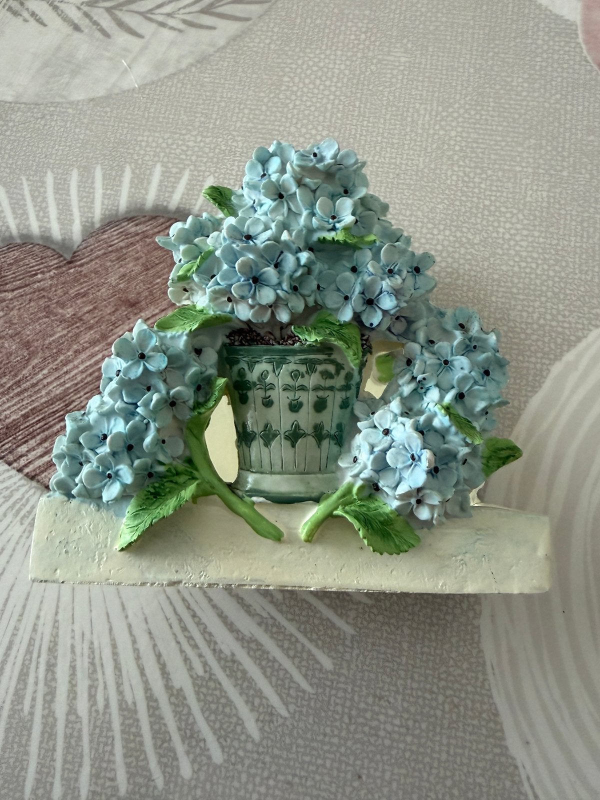 Porte-serviettes table décoratif en résine Hortensias bleus, Enlèvement ou Envoi, Comme neuf